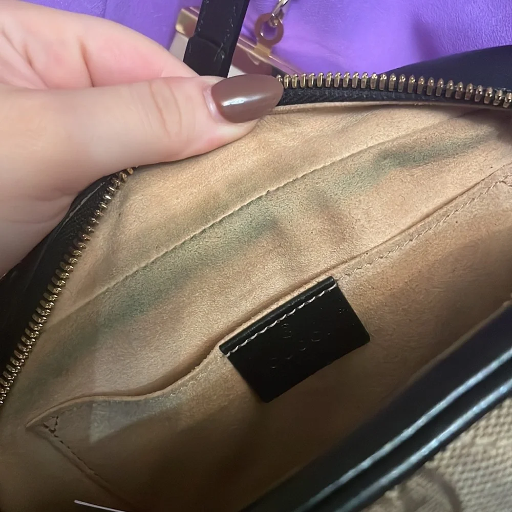 Gucci Marmont Supreme Crossbody Bag Black Brown Gold - Picture 10 of 10